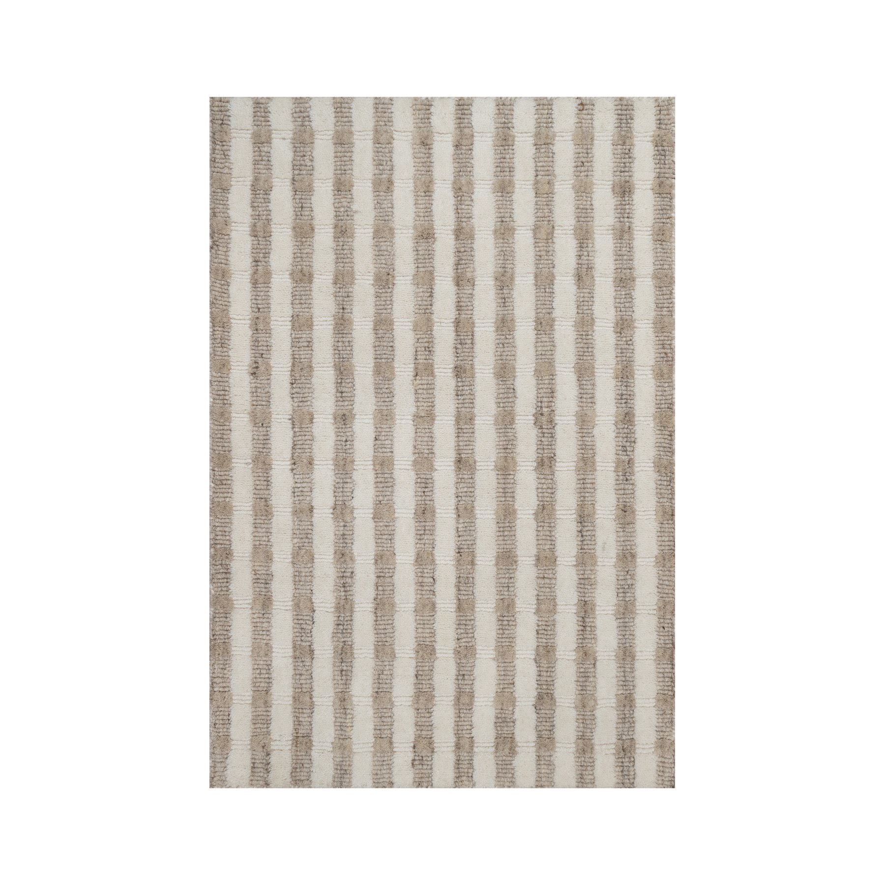 Tan and Chocolate Brown, Vertical Stripes Design with Salt and Pepper Effect, Hand Loomed, Undyed Natural Wool, Sample, Mat, Oriental Rug